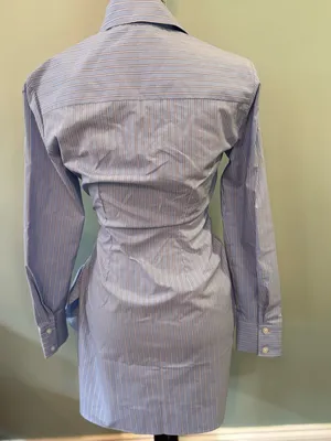 NWOT Abercrombie & Fitch Light Blue Pinstripe Long Sleeve Shirt Dress thumbnail 6