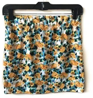 PacSun Nollie Yellow Floral Mini Skirt Medium Orange New Night Out Spring thumbnail 1