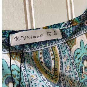 R.Vivimos Paisley Maxi Dress Cardigan Tie Front Bell Sleeve Duster Teal S thumbnail 8