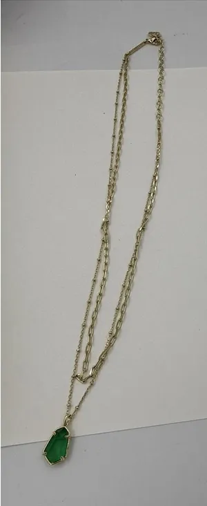 Kendra Scott Alexandria Multi-Strand Necklace Geometric Green Stone thumbnail 1