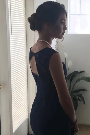 Lulus Rosetta Navy Blue Lace Maxi Dress thumbnail 3