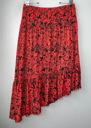 Cato Skirt Size Large Red Black Asymmetrical Whimsigoth Witchy Vamp Romantic thumbnail 1