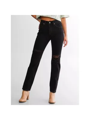 Levis 501‎ Jeans Size 26 Black Denim Button Fly Distressed Straight Pant Grunge thumbnail 2