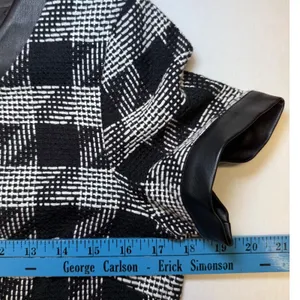 Karl Lagerfeld Paris Houndstooth Sheath Dress Faux Leather‎ Trim Black White 6 thumbnail 8