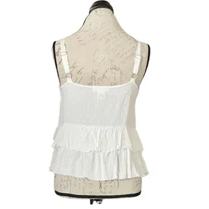Urban Romantics Womens Blouse Tank Sz Small White Tiered Sleeveless Cottagecore thumbnail 4