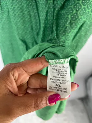 Marie‎ la Lune XL Green Silk Blend Layered High-Low Dress Made in Italy thumbnail 7