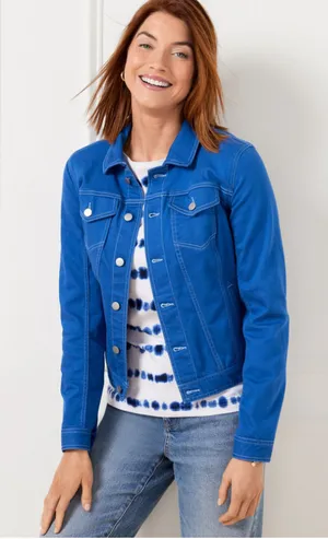 Talbots Classic Jean Jacket Size M Royal Blue thumbnail 1