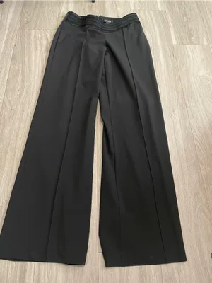bebe Wide Leg Black Trousers with Waistband thumbnail 1