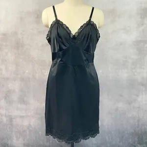Vintage 50s Shadowline Women Slip Dress Size 42 Black Lace Trim Pinup Coquette thumbnail 15