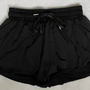Flowy Athletic Shorts 2 in 1 Butterfly Woman High Waisted Workout Gym Black, XS thumbnail 3