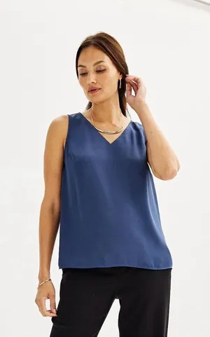 Forever 21 Navy Sleeveless Blouse Small thumbnail 1