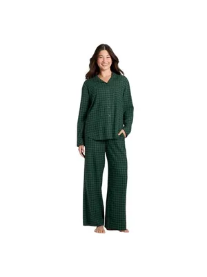 Auden Womens Flannel Long Sleeve Button Down Pajama Shirt 94650411 Green Multi S thumbnail 5
