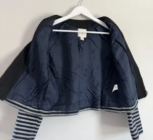J. Crew Factory Suiting Wool Striped Tweed Full Zip Jacket Blue Women’s Size 4 thumbnail 5