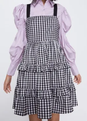 Nwt- Zara Gingham Baby Doll Dress thumbnail 2