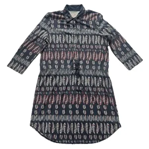 Tory Burch Drawstring Shirt Dress L Willow Fern Pima Cotton Resortwear Vacation thumbnail 2