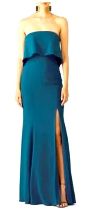 Jay Godfrey Clark Dress strapless teal floor length gown size 2 thumbnail 1