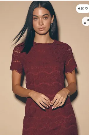 Lulus Take Me to Brunch Burgundy Lace Shift Dress Size XL thumbnail 1