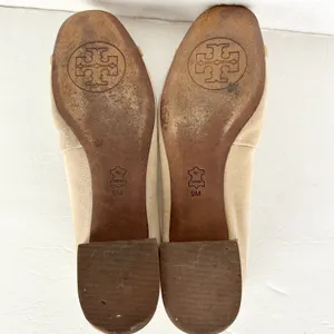 Tory Burch Cap Toe Ballet Flats Size 9 Suede Patent Leather Butter Yellow Tan thumbnail 8