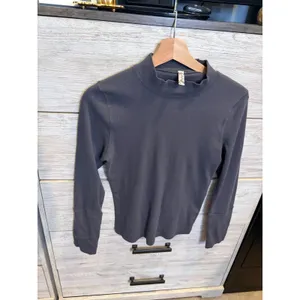 Free People Intimately Ribbed Mock Neck Long Sleeve Top Charcoal Gray Large thumbnail 3