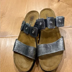 Naot Ashley leather gunmetal gray slides sandals rhinestone sz 41 or 10 thumbnail 2