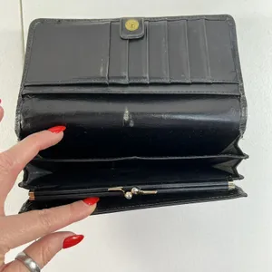 Patent Leather Black Wallet Clutch Credit Card Bi Fold Kiss Lock‎ Beautiful thumbnail 7