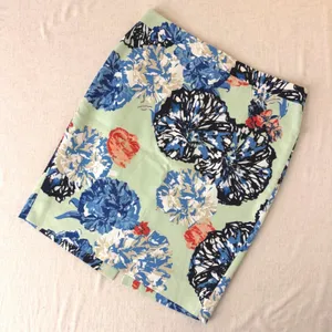 J.Crew Womens Floral Cotton Pencil Skirt‎ Mint Blue Green Size 8 thumbnail 3