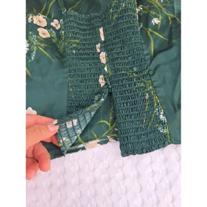 Reformation Overland Silk Floral Daisy Cami Top Green Smocked Back Size 0 thumbnail 10