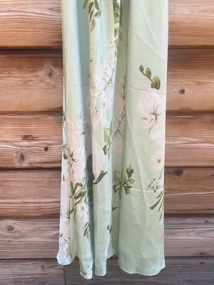 O.p.t. Few Moda Roslyn Size M Green Floral Silk Maxi Dress Few Moda thumbnail 11