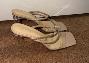 Sparkly Nude Heels Tan Size 8 thumbnail 1