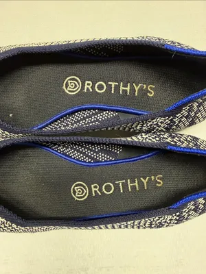Rothy's Navy and White Houndstooth The Point Knit Ballet Flats thumbnail 6