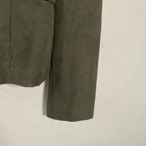 Green Vegan Suede Jacket Size 12 Hobbit Preppy Collar Retro Goblincore‎ Academic thumbnail 4