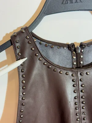 Saylor Damian Chocolate Brown Vegan Leather Mini Dress Party Dress Size S thumbnail 10