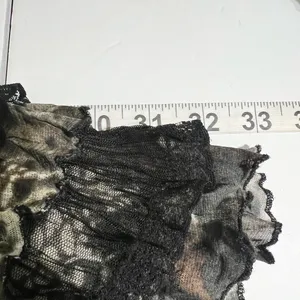 Puli Leopard Print Mesh Tunic Top Ruffle Lace Hem Size Large thumbnail 7