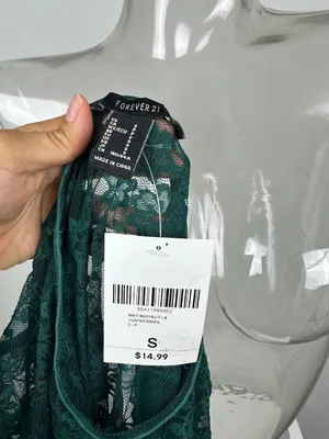 Forever 21 Green Lace Long Sleeve Bodysuit Size S thumbnail 5