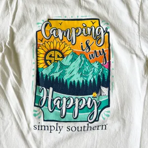 Simply Southern Camping Is My Happy White Tee Shirt Youth Large thumbnail 5