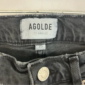 AGOLDE Toni Black Mid Rise Ankle Denim Jeans Raw Hems Size 25 thumbnail 5