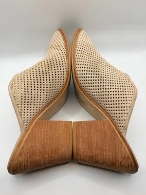 Anthropologie Blaire Suede Perforated Mules Size 10 Taupe Boho Western Block Heel thumbnail 6