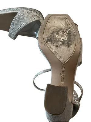 Franco Sarto women’s L-Daffy ankle strap heeled sandals metallic silver w stones thumbnail 6