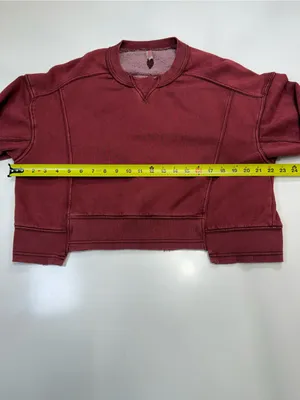 Free People Maroon Relaxed Crewneck Sweatshirt thumbnail 4