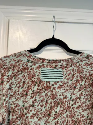NWOT Free People We The Free Size S Floral Stripe Henley Top Long Sleeve Boho thumbnail 6