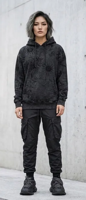 ASSC Tattoo Linework Cyberpunk Washed Black Hoodie Anti Social Social Club S thumbnail 1