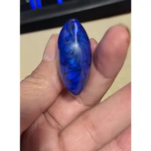 Hand-Blown blue Glass Heart Pendant Floral Swirl Designs pop of color 90s vibe thumbnail 5