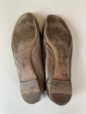 Chloé Lauren Scalloped Leather Ballet Flats Bronze Metallic Size 39.5 Italy thumbnail 9