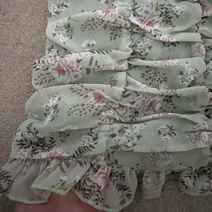 Hazel Boutique Green Floral Ruched Ruffled Mini Dress thumbnail 4
