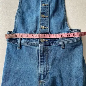 Universal Thread Denim Overalls Size 4 Wide Leg Button Front Blue Jeans thumbnail 5