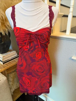 Urban Outfitters Out From Lace Trim Sweetheart Mini Floral Dress Size Medium thumbnail 3