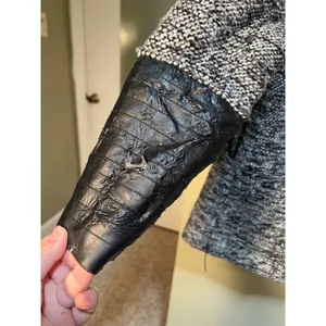 Yoki Outerwear Collection Womens Size Large Coat Jacket Black Gray Tweed Leather thumbnail 11