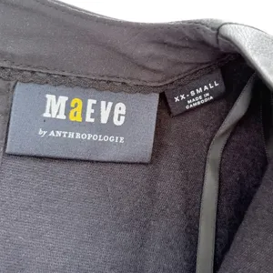 Maeve‎ Anthropologie Black Faux Leather Ruffle Sleeve V-Neck Crop Top XXS thumbnail 7
