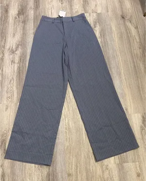 Noli Zurich Trouser Blue Gray Pinstripe Wide Leg Dress Pants Size 8 Women's New thumbnail 1