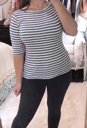 Michael Stars for Anthropologie medium/large blue striped top thumbnail 1
